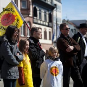 Anti-Atomkraft-Mahnwache auf dem Homburger Marktplatz.